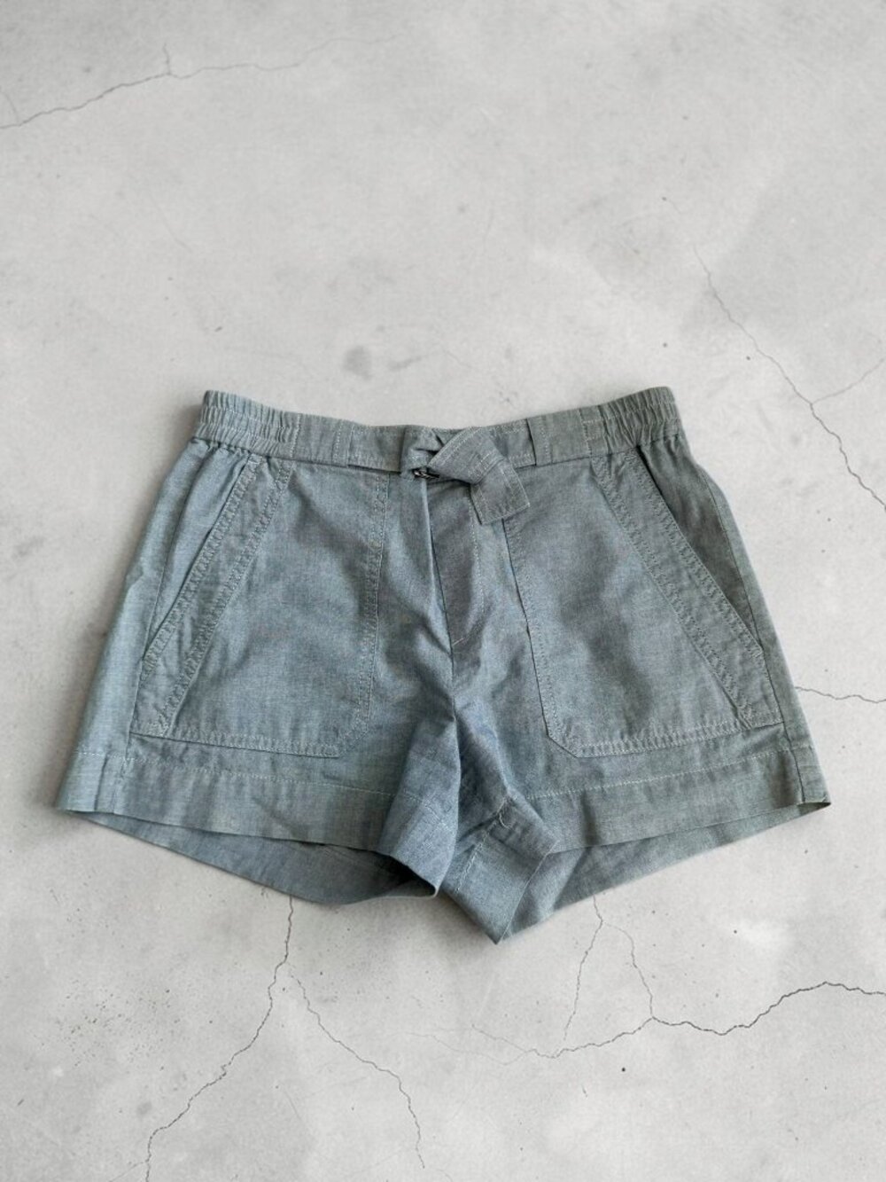 VINCE Chambray 100% Cotton Belted Shorts Size Small
